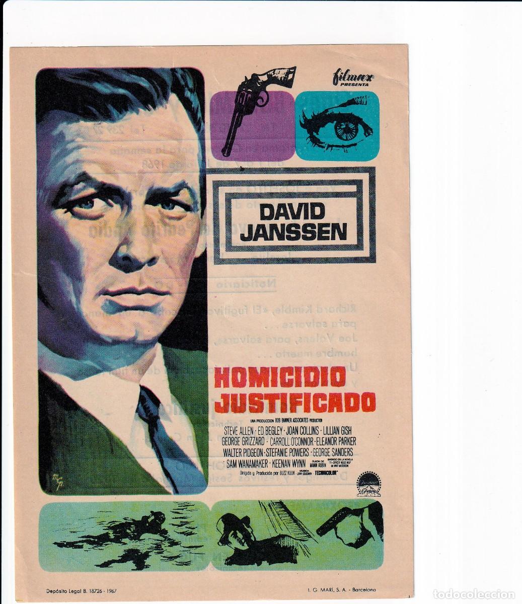Cine: HOMICIDIO JUSTIFICADO : DAVID JANSSEN - Foto 1