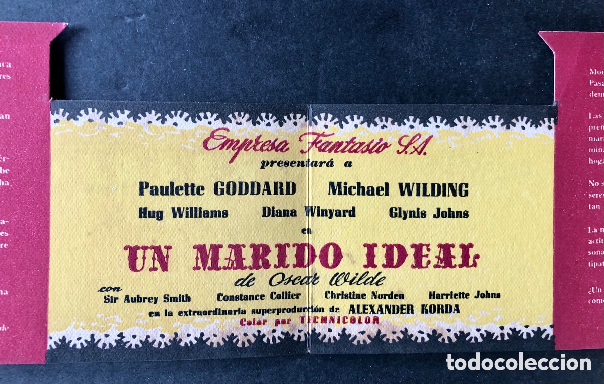 Cine: UN MARIDO IDEAL - PROGRAMA DE CINE DOBLE TROQUELADO - PERFECTO - Foto 7