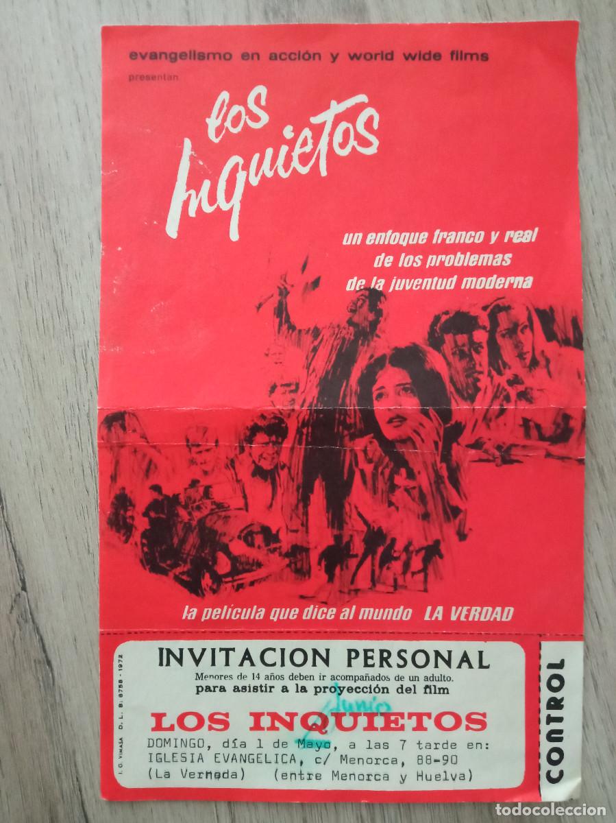 Kino: LOS INQUIETOS, FOLLETO DE CINE LOCAL, IGLESIA EVANGELICA, LA VERNEDA, BARCELONA
