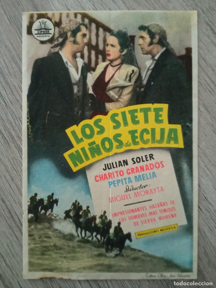 Folhetos de m&atilde;o de filmes antigos de cinema: LOS SIETE NI&Ntilde;OS DE ECIJA, JULIAN SOLER, IDEAL CINEMA, PUERTO REAL, CADIZ
