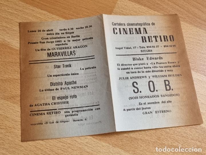 Cine: SITGES - CINEMA RETIRO - PROGRAMACION ABRIL -MAYO 1982 - Foto 3