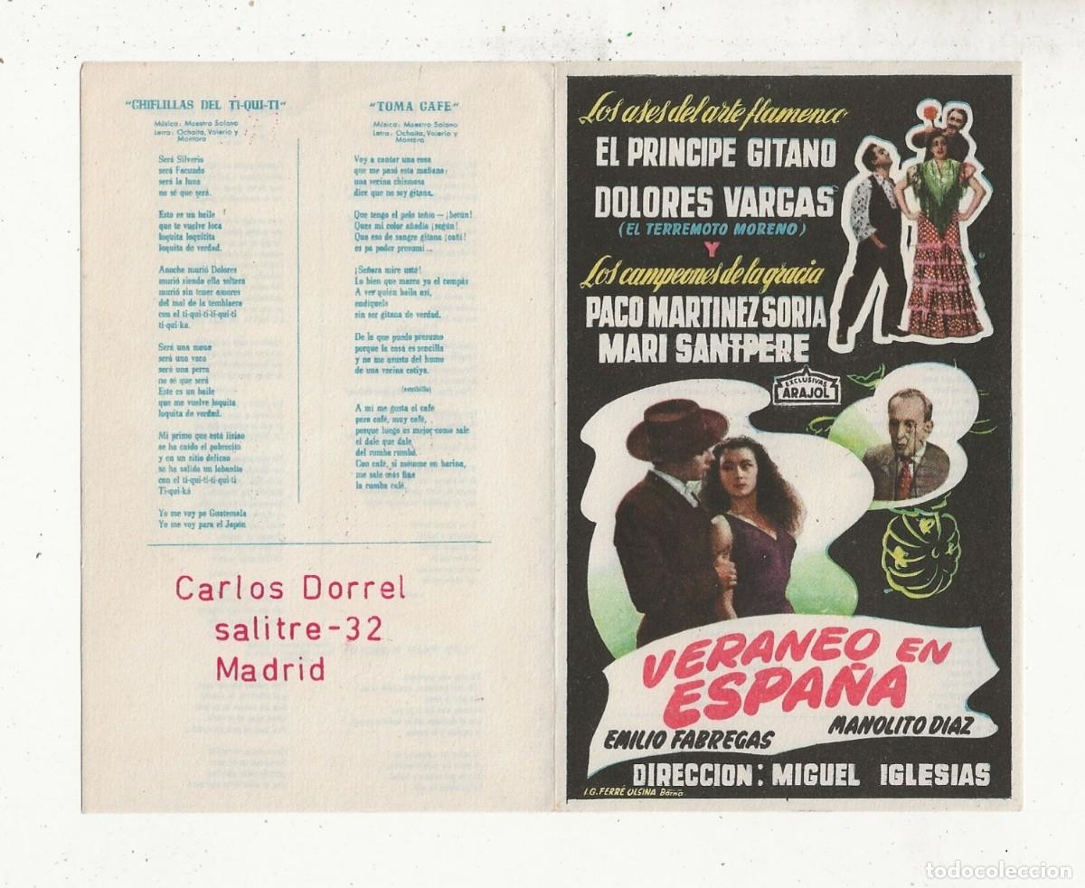 Cine: VERANEO EN ESPA&Ntilde;A - PROGRAMA DE MANO DOBLE EXCELENTE ESTADO - Foto 1