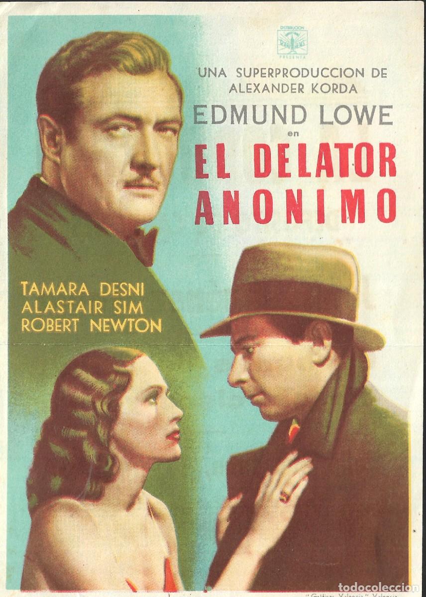 Cine: PN - PROGRAMA DE CINE - EL DELATOR - EDMUND LOWE - 1937 - Foto 1