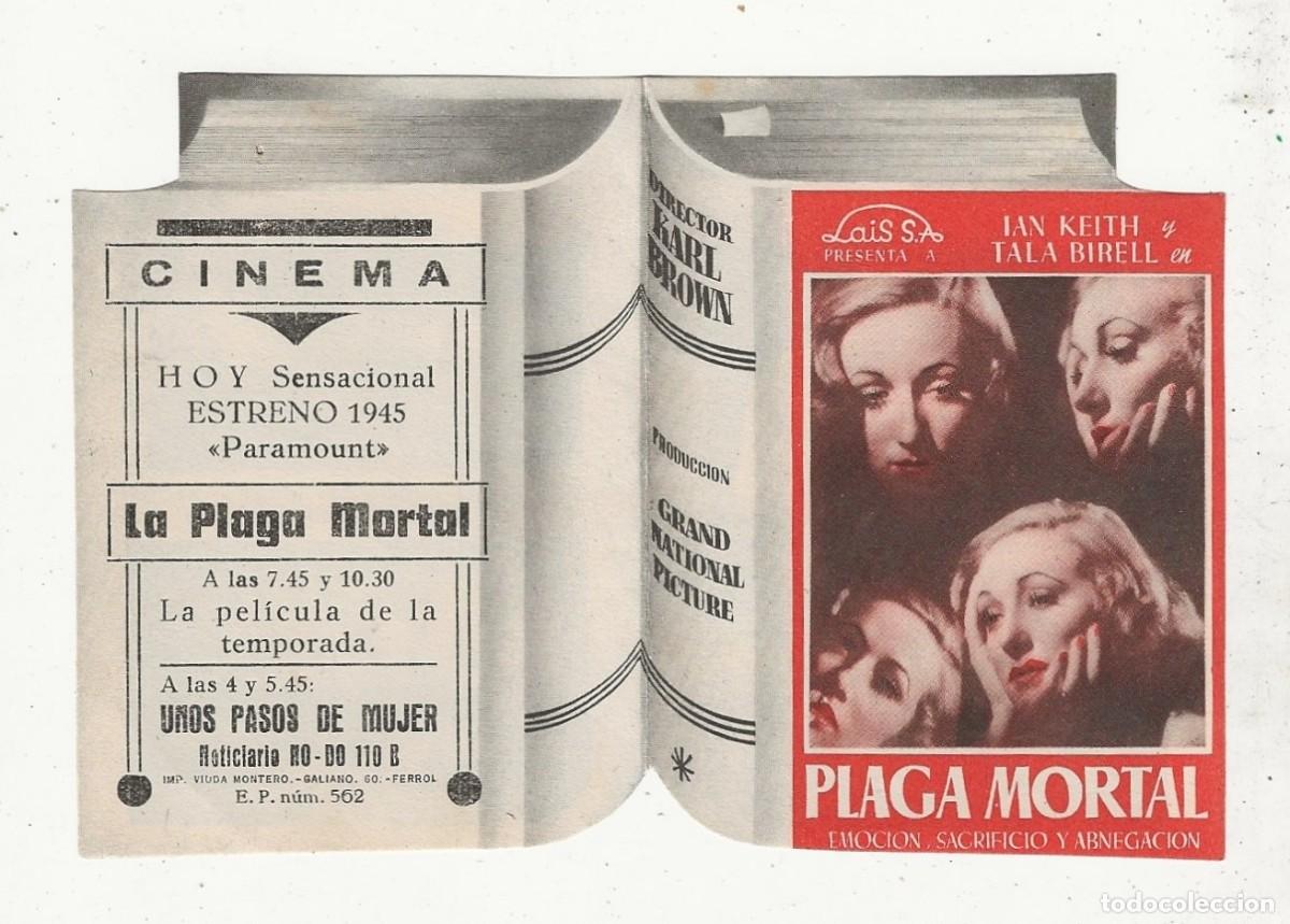 Cine: PLAGA MORTAL - PROGRAMA DE MANO DOBLE TROQUELADO EXCELENTE ESTADO - Foto 2