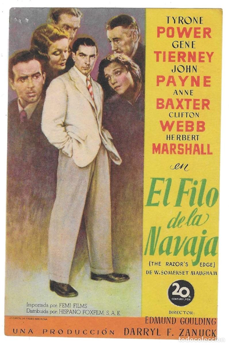 Cine: Programa Cine. El Filo de la Navaja. Tyrone Power. 19-1784 - Foto 1