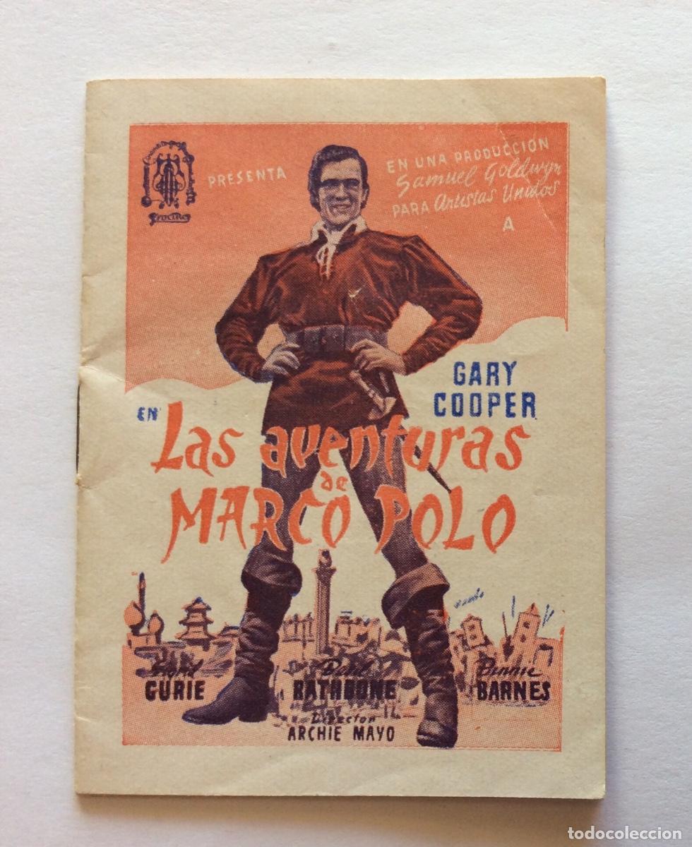 Cine: PROGRAMA LIBRITO SIN CINE IMPRESO LAS AVENTURAS DE MARCO POLO GARY COOPER - Foto 1