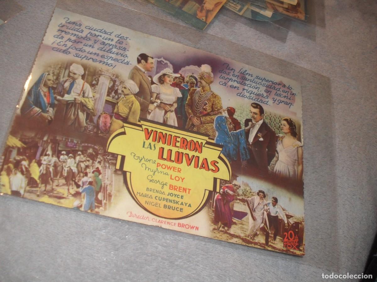 Cine: PROGRAMA DE MANO,DOBLE,GRANDE,CON TEXTO PUBLICITARIO:VIENIERON LAS LLUVIAS,CON TYRONE POWER