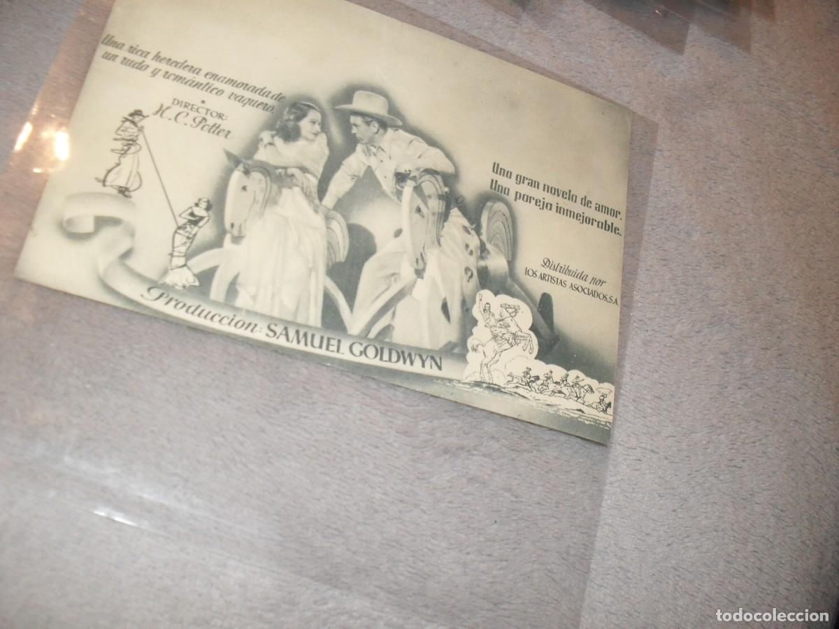 Cine: PROGRAMA DE MANO,DOBLE,CON TEXTO PUBLICITARIO:EL VAQUERO Y LA DAMA,CON GARY COOP&Egrave;R - Foto 2