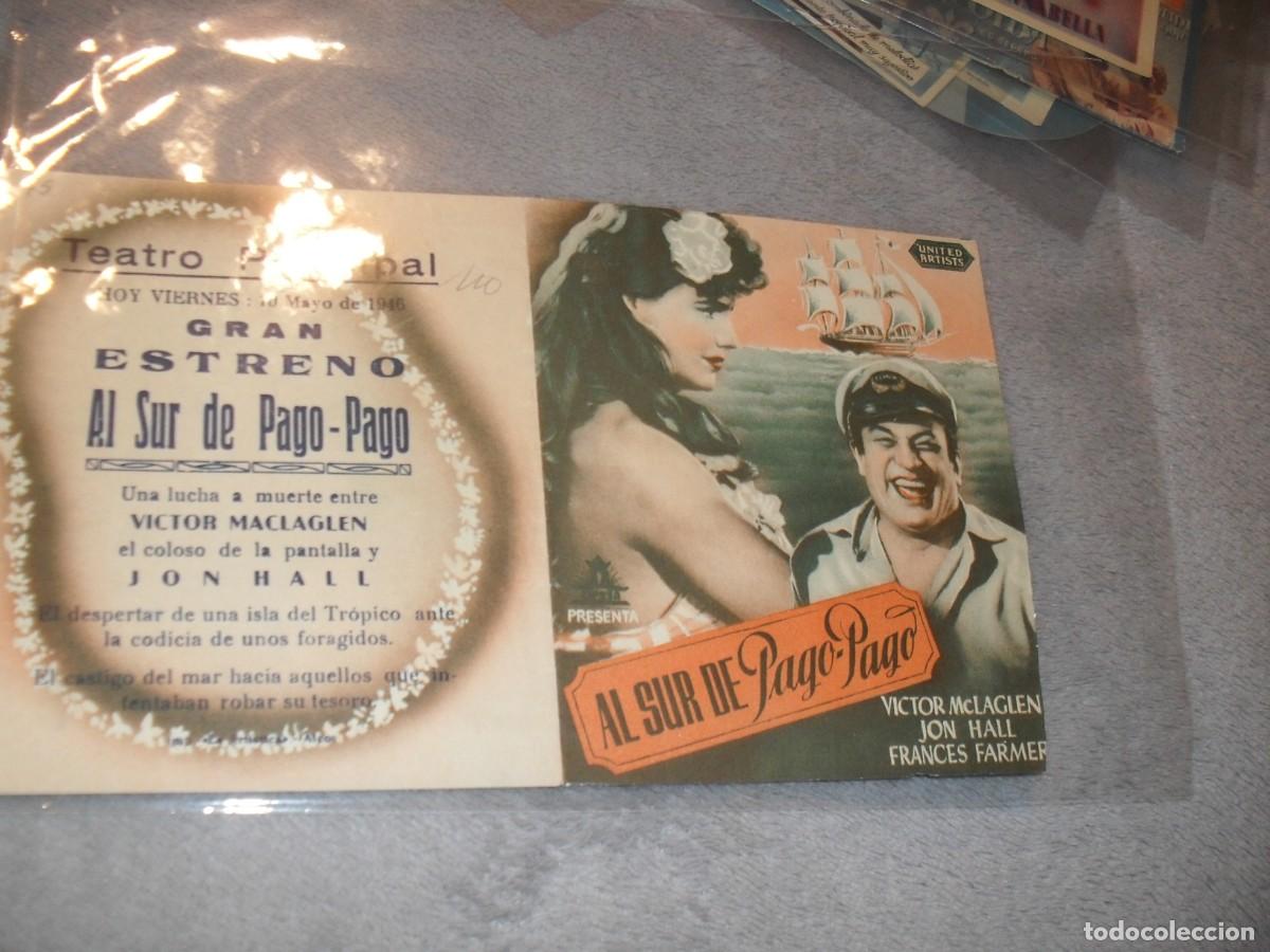 Cine: PROGRAMA DE MANO,DOBLE,CON TEXTO PUBLICITARIO:AL SUR DE PAGO-PAGO,CON VICTOR MCLAGLEN