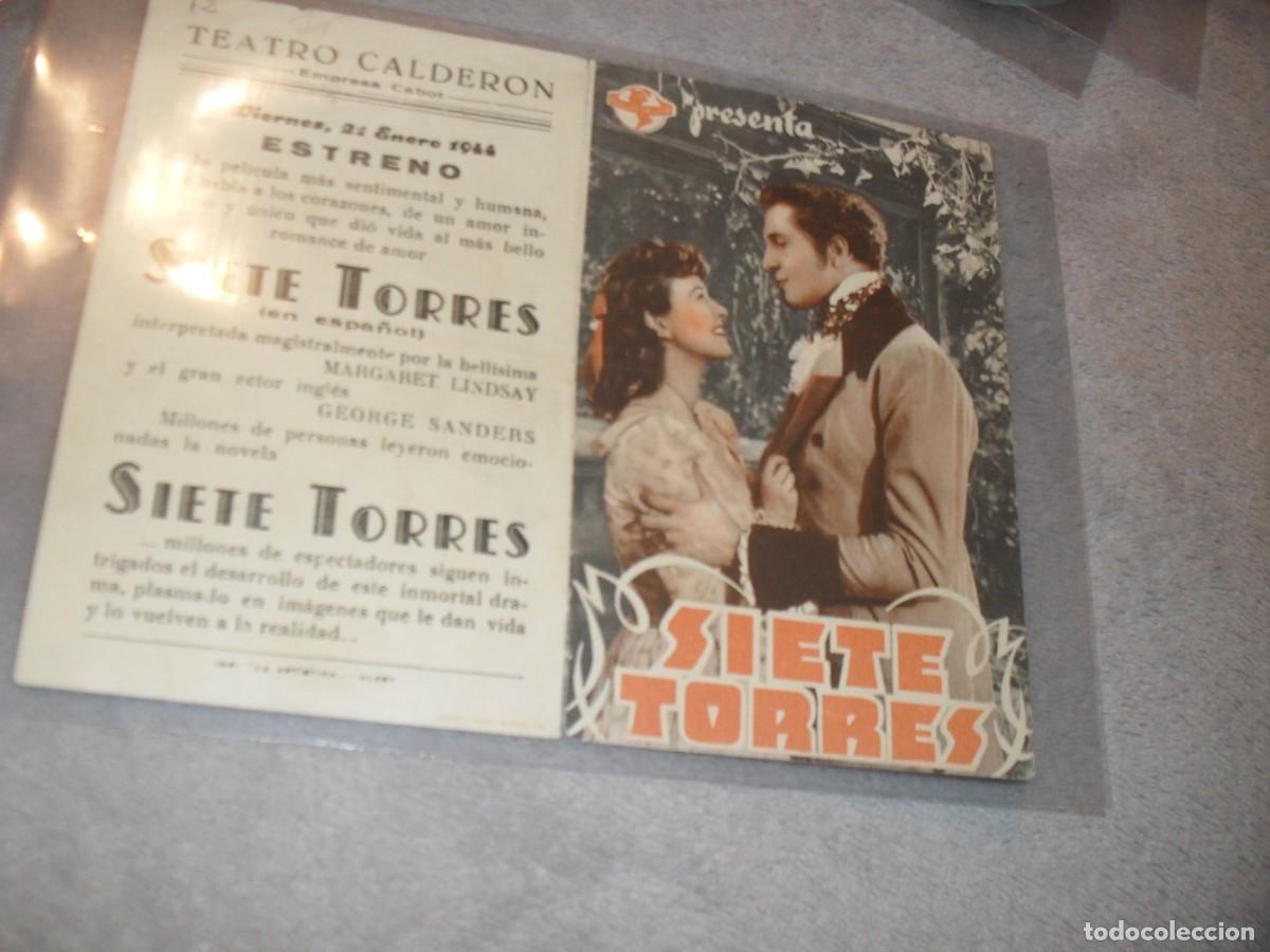 Cine: PROGRAMA DE MANO,DOBLE,CON TEXTO PUBLICITARIO:SIETE TORRES,CON GEORGE SANDERS
