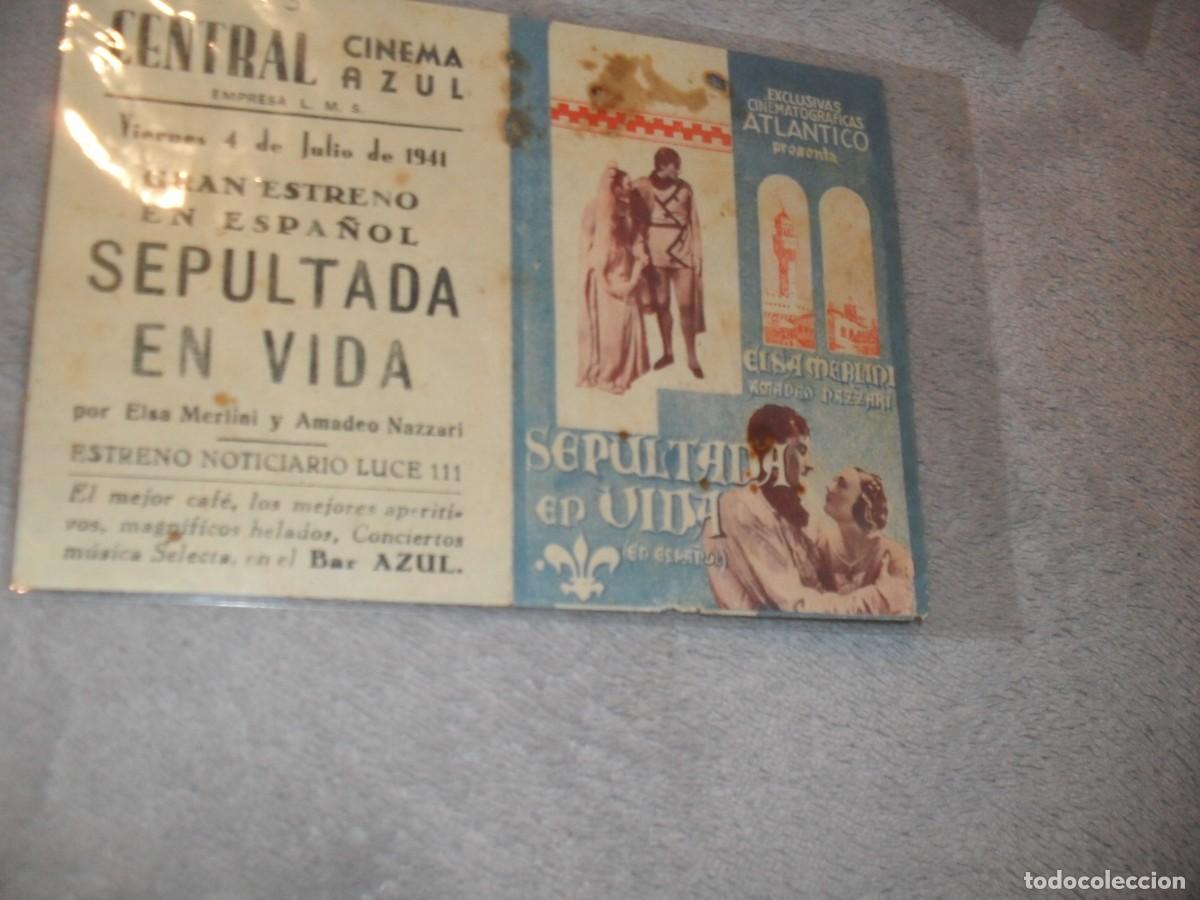 Cine: PROGRAMA DE MANO,DOBLE,CON TEXTO PUBLICITARIO:SEPULTADA EN VIDA,CON ELSA MERLINI