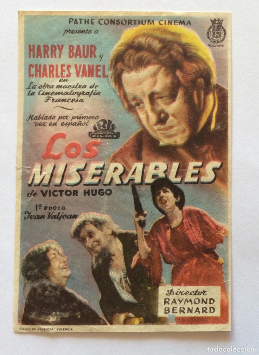  Flyers Publicitaires de films Anciens: PROGRAMA CON CINE IMPRESO ALCIRA VALENCIA LOS MISERABLES 1&ordf; JORNADA HARRY BAUR CHARLES VANEL