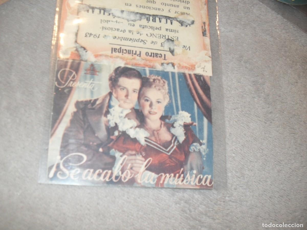  Flyers Publicitaires de films Anciens: PROGRAMA DE MANO,DOBLE,CON TEXTO PUBLICITARIO:SE ACABO LA MUSICA,CON JIMMY DURANTE