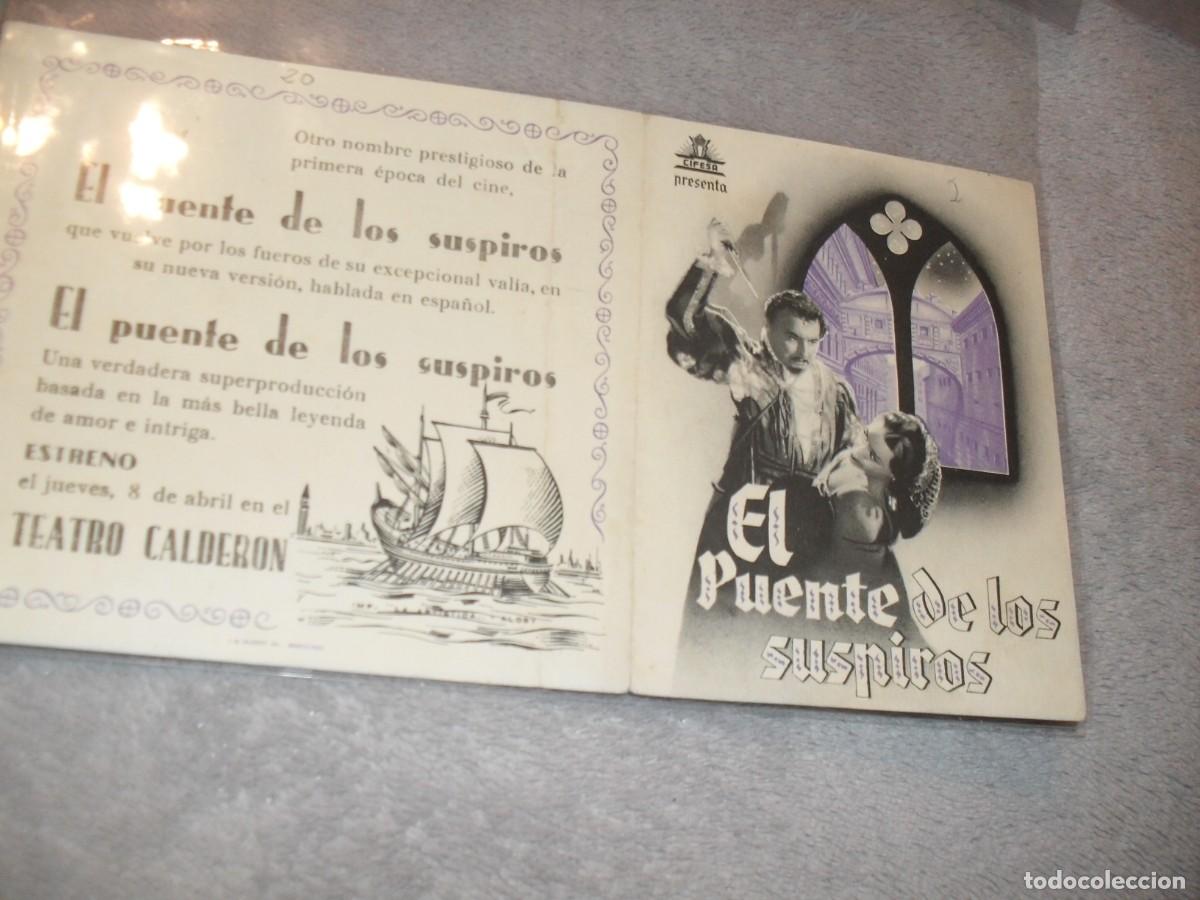  Flyers Publicitaires de films Anciens: PROGRAMA DE MANO,DOBLE,CON TEXTO PUBLICITARIO,EL PUENTE DE LOS SUSPIROS,CON PAOLA BARBARA