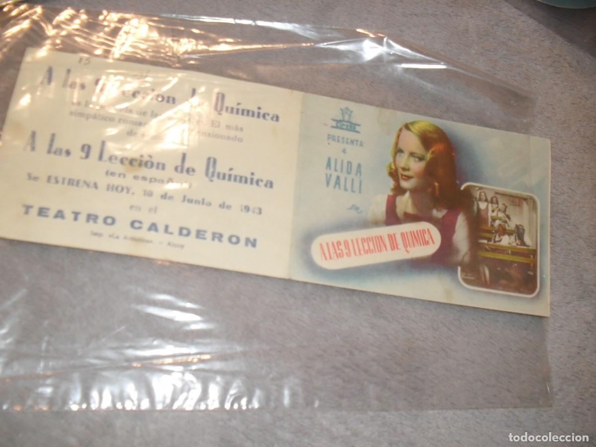  Flyers Publicitaires de films Anciens: PROGRAMA DE MANO,DOBLE,CON TEXTO PUBLICITARIO,A LAS 9 LECCION DE QUIMICA,CON ALIDA VALLI