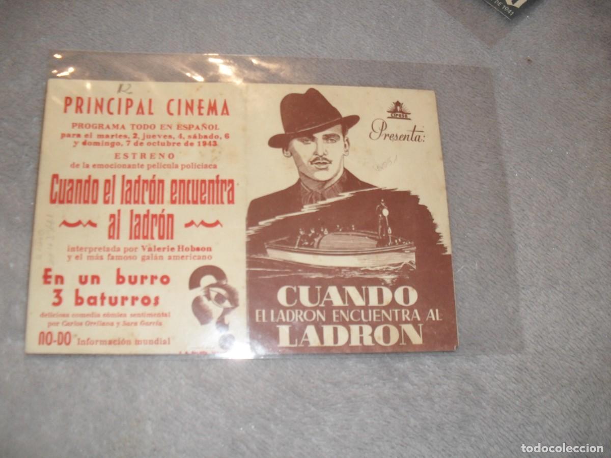 Kino: PROGRAMA DE MANO DOBLE,CON TEXTO PUBLICITARIO:CUANDO EL LADRON ENCUENTRA AL LADRON