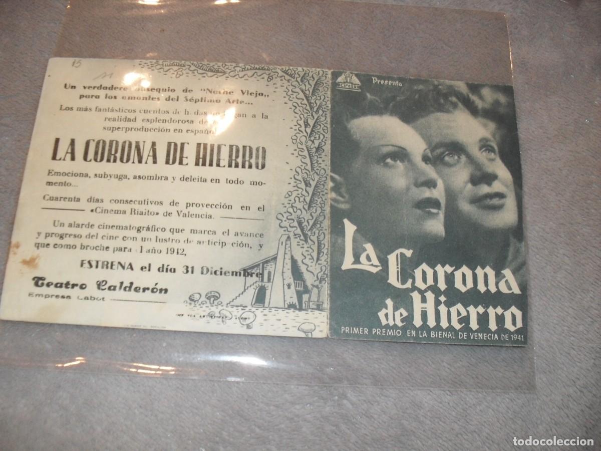 Kino: PROGRAMA DE MANO DOBLE,CON TEXTO PUBLICITARIO:LA CORONA DE HIERRO,CON ELISA CEGANI