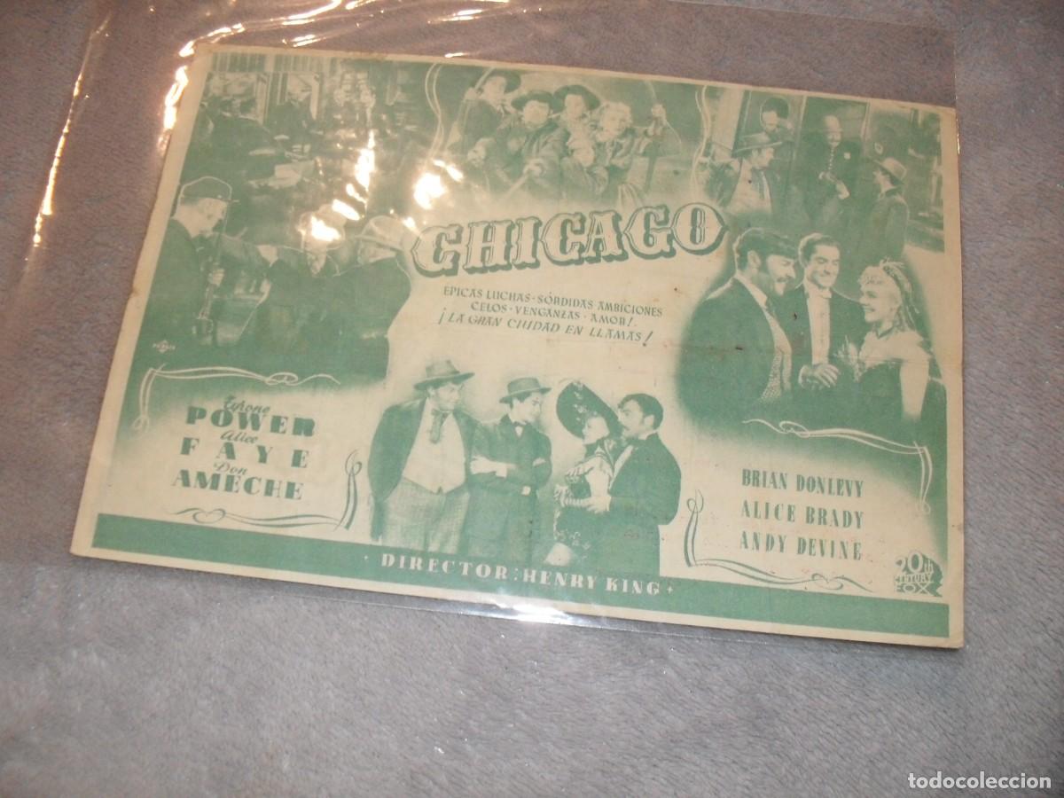 Cine: PROGRAMA DE MANO DOBLE,CON TEXTO PUBLICITARIO:CHICAGO,CON TYRONE POWER - Foto 2