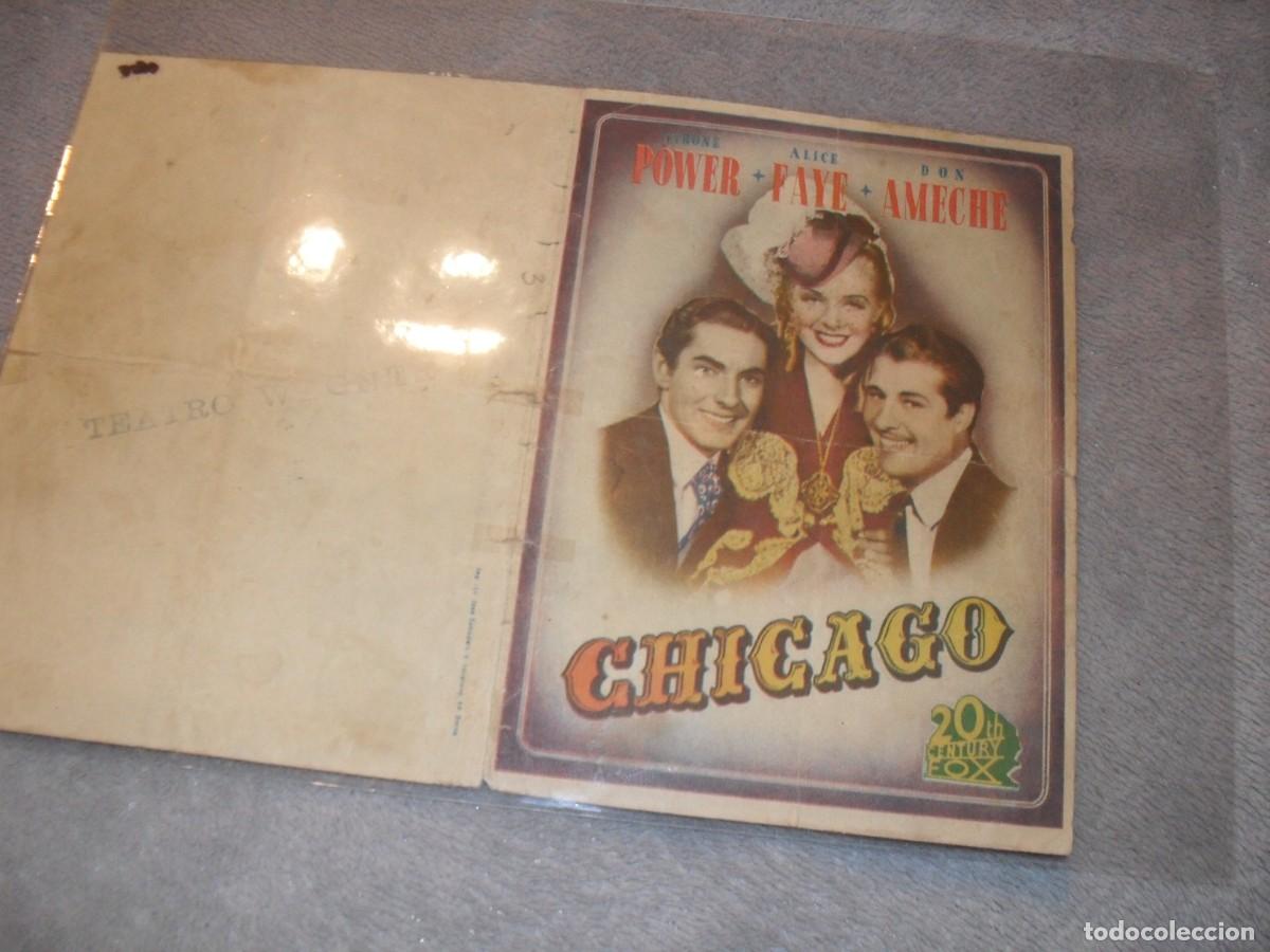 Cine: PROGRAMA DE MANO DOBLE,CON TEXTO PUBLICITARIO:CHICAGO,CON TYRONE POWER - Foto 1