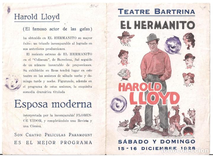 Cine: PTCC2 22 EL HERMANITO PROGRAMA DOBLE PARAMOUNT HAROLD LLOYD - Foto 1