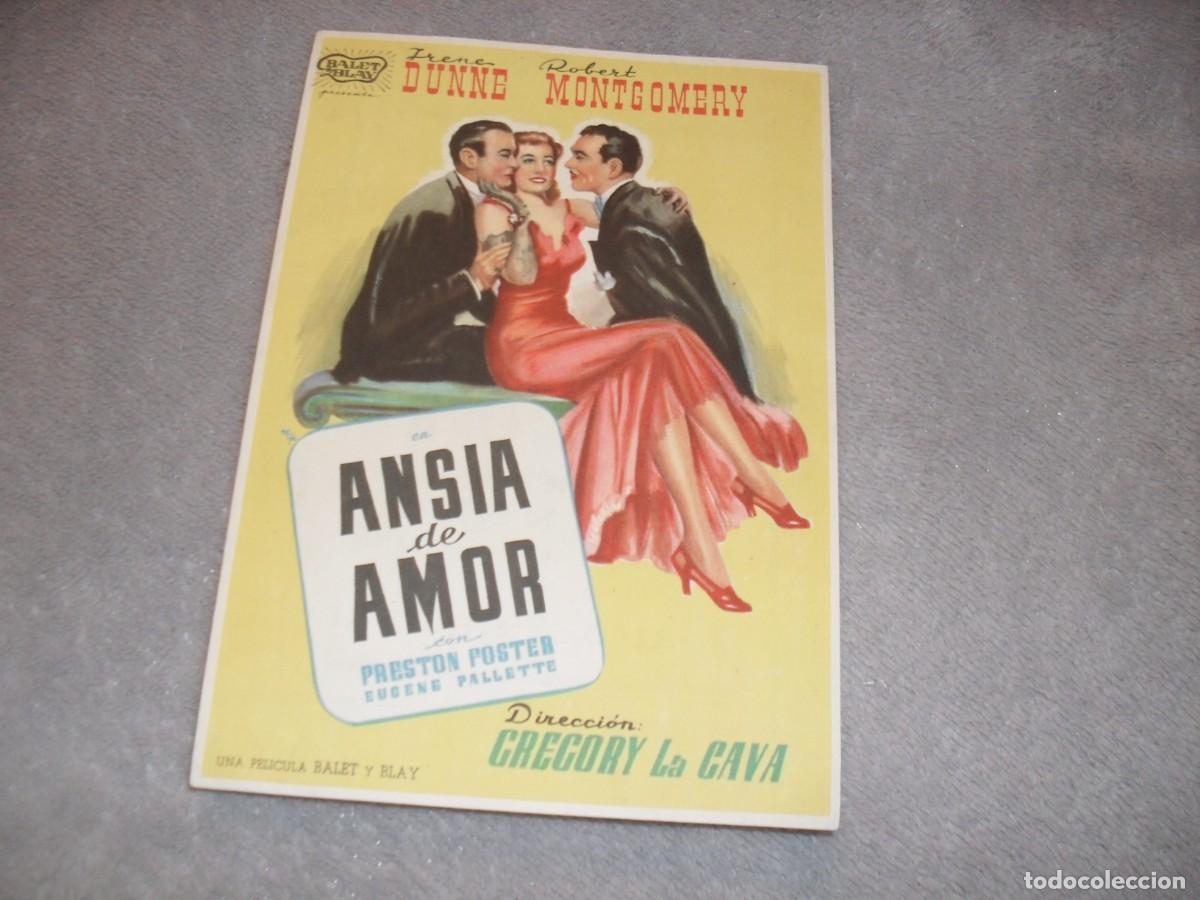 Cine: PROGRAMA DE MANO GRANDE,CON TEXTO PUBLICITARIO:ANSIA DE AMOR,CON IRENE DUNNE