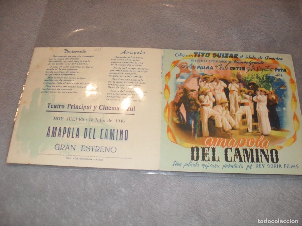 Cine: PROGRAMA DE MANO DOBLE,CON TEXTO PUBLICITARIO:AMAPOLA DEL CAMINO,CON TITO GUIZAR