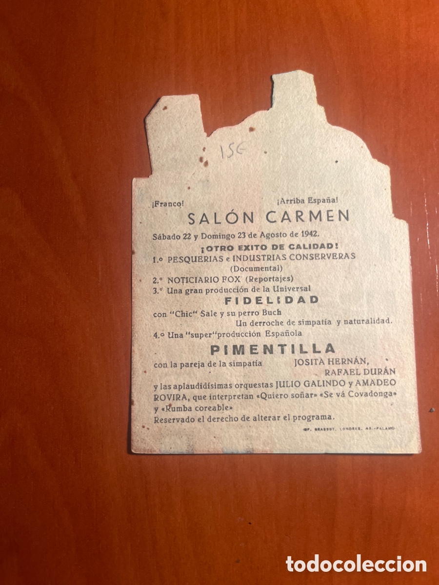 Cine: PROGRAMA PIMENTILLA, J HERNAN, R DURAN, (LEVANTE FILMS), ORIGINAL!! - Foto 2