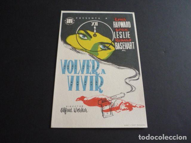Cine: VOLVER A VIVIR PROGRAMA DE MANO SIN PUBLICIDAD - Foto 1