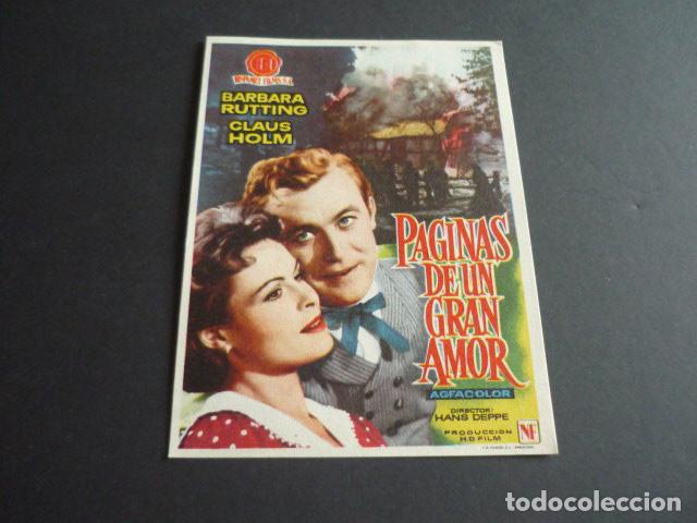 Cine: PAGINAS DE UN GRAN AMOR PROGRAMA DE MANO SIN PUBLICIDAD - Foto 1