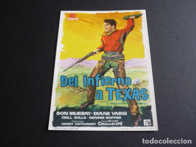 Cine: DEL INFIERNO A TEXAS PROGRAMA DE MANO SIN PUBLICIDAD - Foto 1