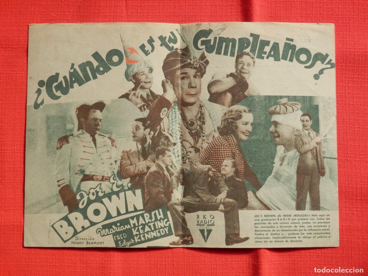 Cine: &iquest; CUANDO ES TU CUMPLEA&Ntilde;OS ? JOE E BROWN, IMPECABLE PROGRAMA DOBLE 1942 CON PUBLICIDAD BERGADAN BERGA - Foto 2