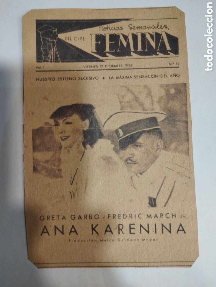  Flyers Publicitaires de films Anciens: Ana karenina folleto de mano cine femina Lleida