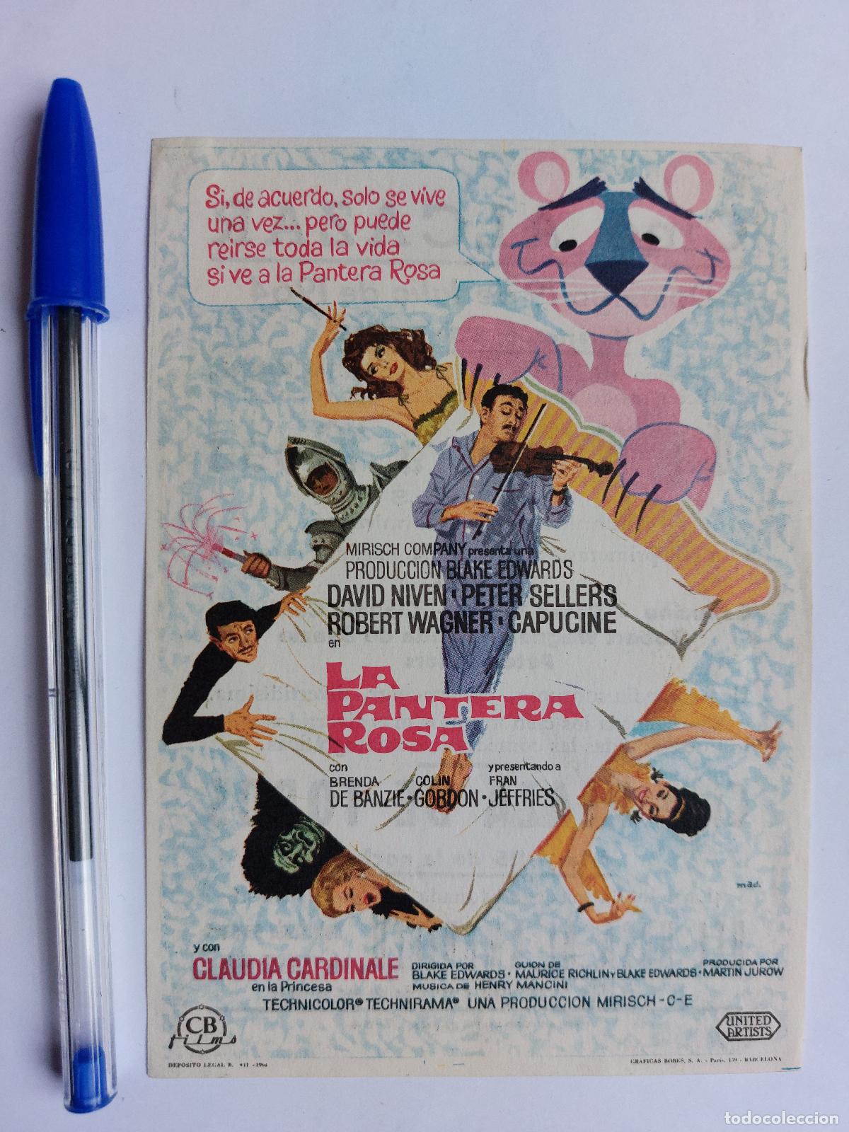 Cine: LA PANTERA ROSA * PROGRAMA DE MANO * PETER SELLERS * PUBLICIDAD EN TRASERA - Foto 1