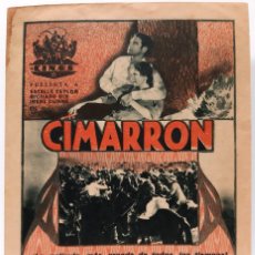 Cine: COLISEO IMPERIAL, GERONA - CIMARRON - PROGRAMA DE MANO, AÑO 1931, EMPRESA CINAES ..L6941