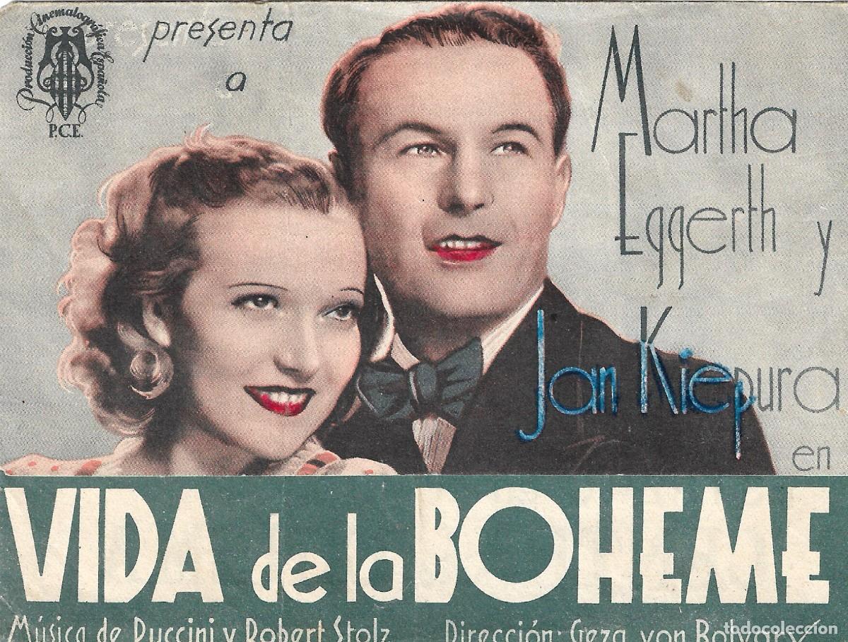 Cine: PN - PROGRAMA DOBLE - VIDA DE LA BOHEME - MARTHA EGGERTH - CENTRAL CINEMA - 1939. - Foto 1
