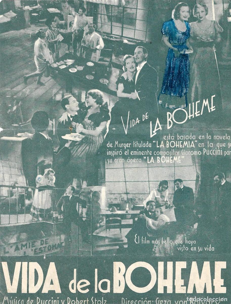 Cine: PN - PROGRAMA DOBLE - VIDA DE LA BOHEME - MARTHA EGGERTH - CENTRAL CINEMA - 1939. - Foto 2