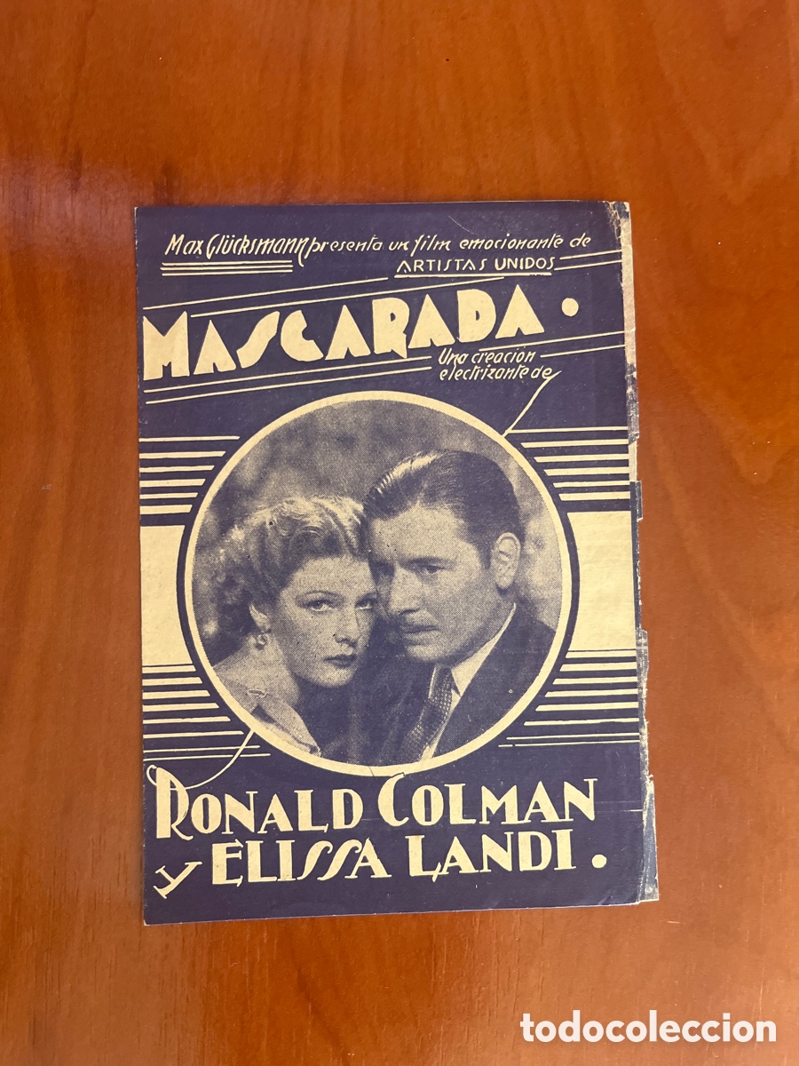 Cine: PROGRAMA MASCARADA, RONALD COLMAN, (ARTISTAS UNIDOS) - Foto 1