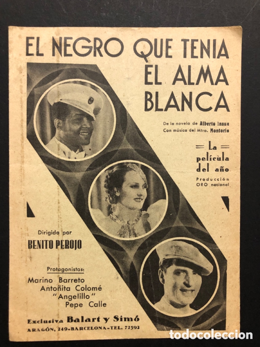  Foglietti di film di film antichi di cinema: Programa cancionero el negro q tenia el alma blanca angelillo con publicidad cine teatre Bosc