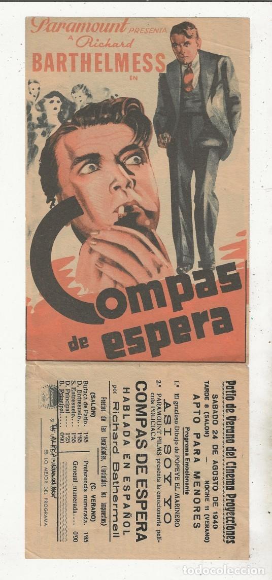 Cine: COMP&Aacute;S DE ESPERA - PROGRAMA FOLLETO DE MANO DOBLE - Foto 1