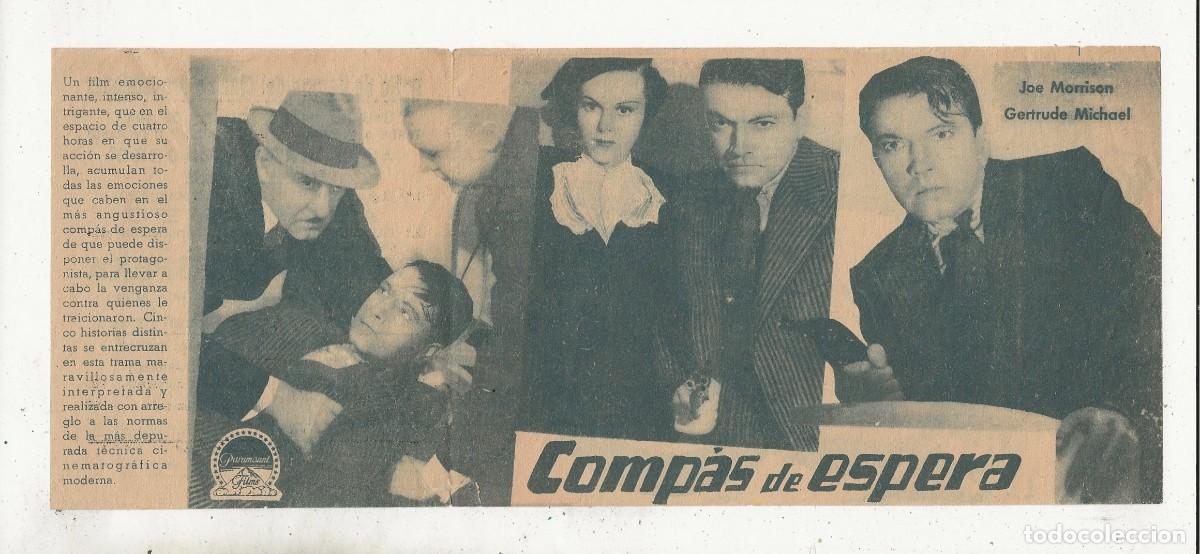 Cine: COMP&Aacute;S DE ESPERA - PROGRAMA FOLLETO DE MANO DOBLE - Foto 2
