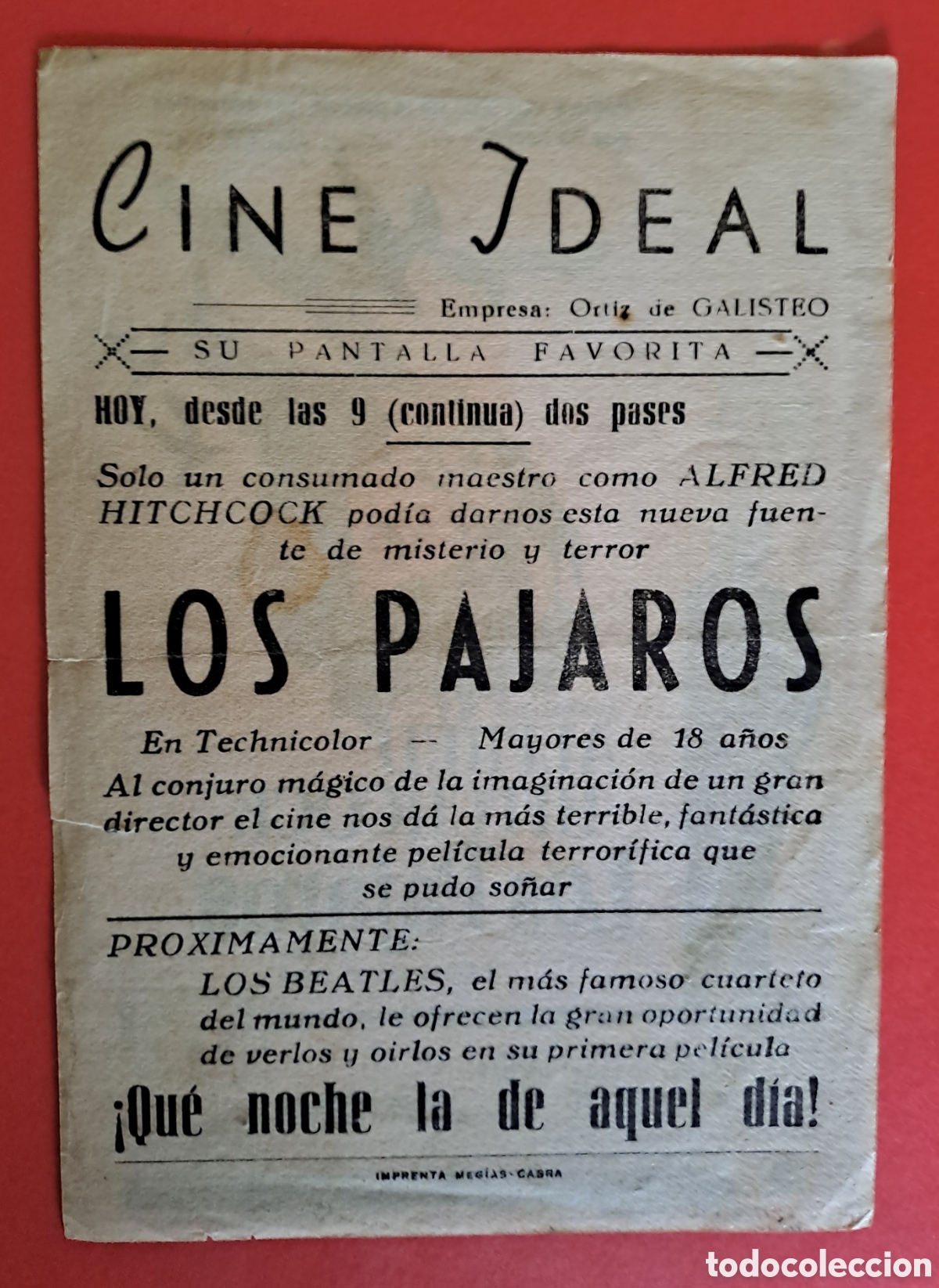 Cine: FOLLETO DE CINE LOS PAJAROS - Foto 2