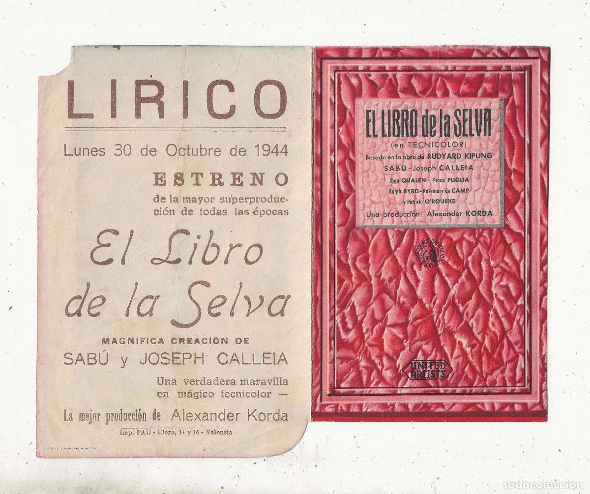 Cine: EL LIBRO DE LA SELVA - PROGRAMA FOLLETO DE CINE DOBLE - TROQUELADO - Foto 2