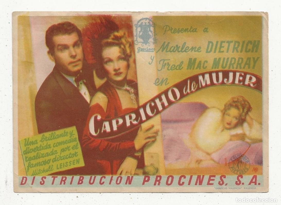Cine: CAPRICHO DE MUJER - MARLENE DIETRICH, FRED MACMURRAY - PROGRAMA FOLLETO DE CINE - Foto 1