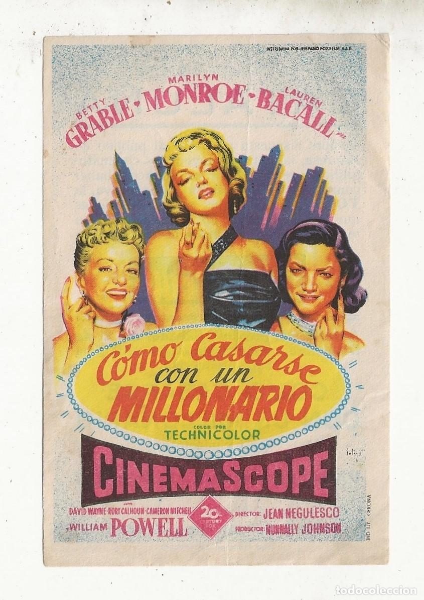 Cine: COMO CASARSE CON UN MILLONARIO - PROGRAMA FOLLETO DE CINE - Foto 1