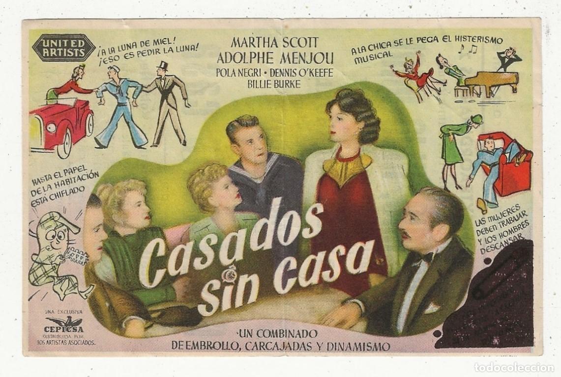 Cine: CASADOS SIN CASA - PROGRAMA FOLLETO DE CINE - Foto 1