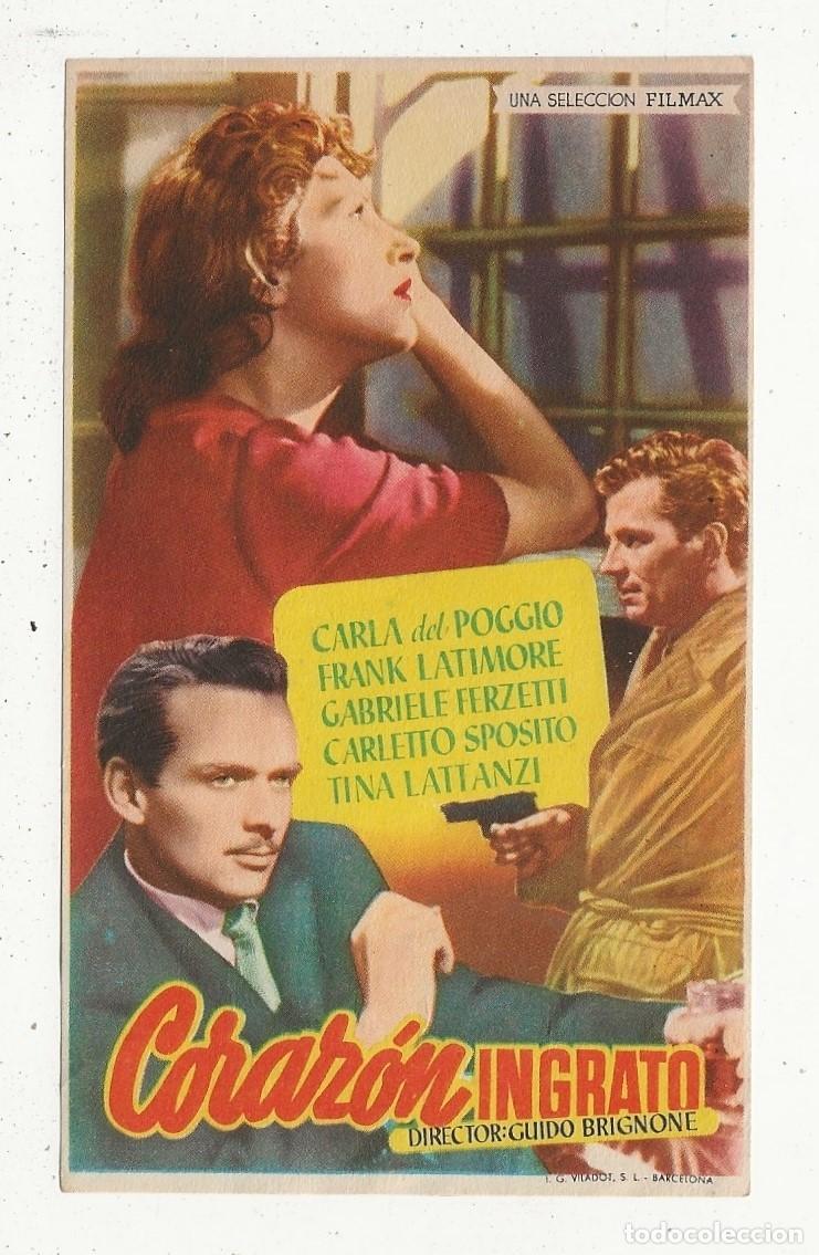 Cine: CORAZ&Oacute;N INGRATO - PROGRAMA FOLLETO DE CINE - Foto 1