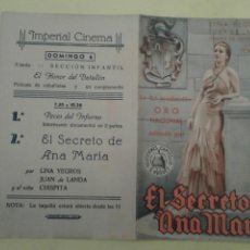Cine: EL SECRETO DE ANA MARIA LINA YEGROS ORIGINAL DOBLE C.P. IMPERIAL CINEMA JIJONA BUEN ESTADO
