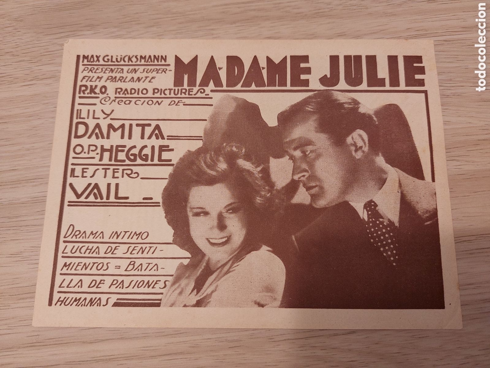  Flyers Publicitaires de films Anciens: Programa sudamericano Madame Julie R.K.O. Cine colonial.