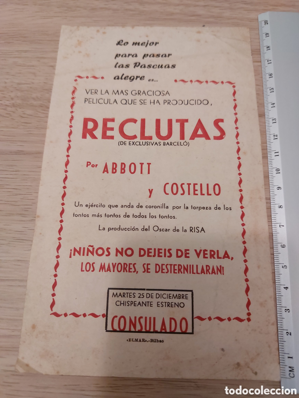 Cine: Programa local Reclutas Abbott y Costello. Cine Consulado Bilbao - Foto 1