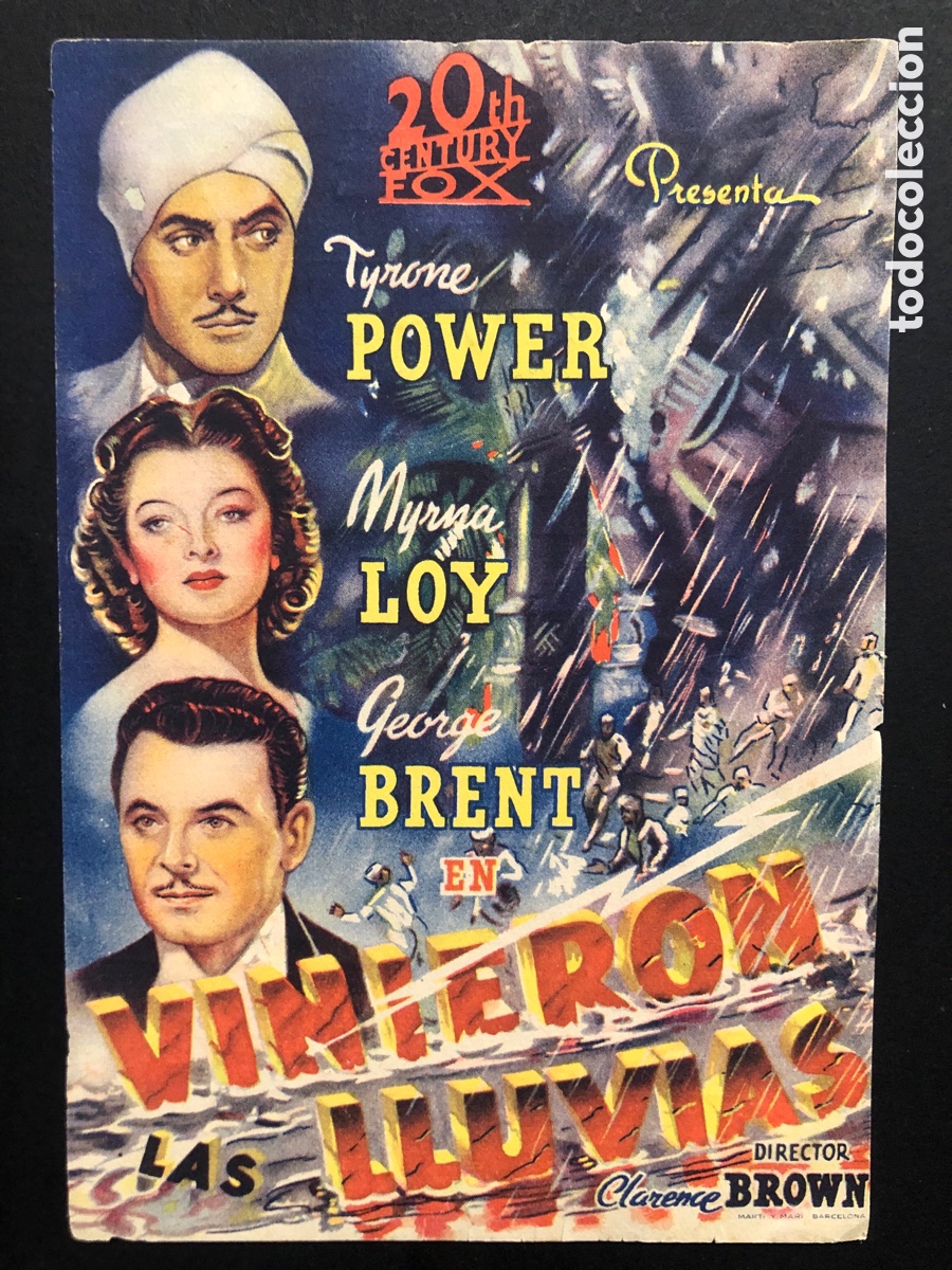 Cine: Programa vinieron las lluvias tyrone power con publicidad cine pompeya benetuser